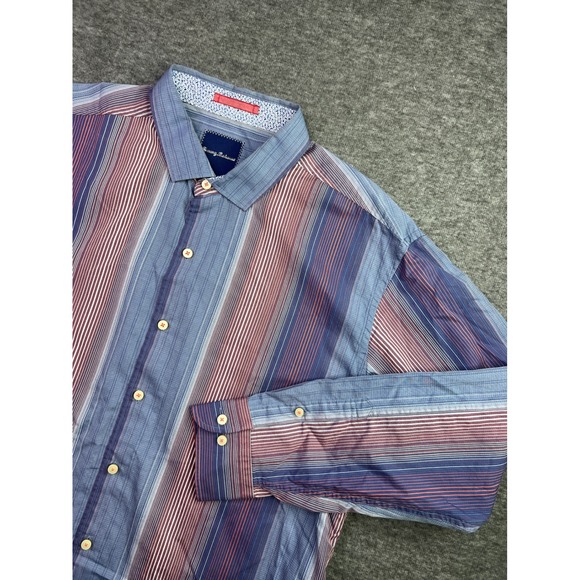 Tommy Bahama Other - Tommy Bahama Mens XL Striped Button Down Shirt Blue Burgundy Cotton T310289